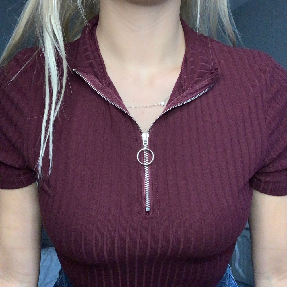 Maroon zip up Windsor polo
